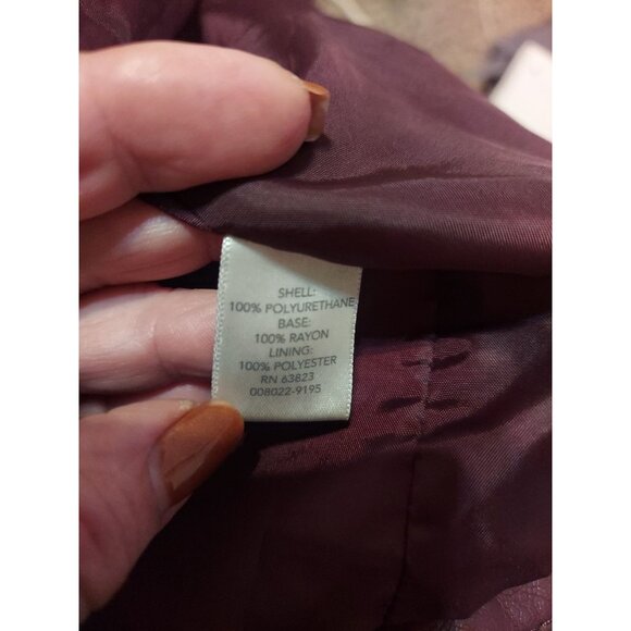 Christopher & Banks Women’s Faux Leather Full Zip Jacket Size 3X Wine Burgundy - Picture 13 of 14